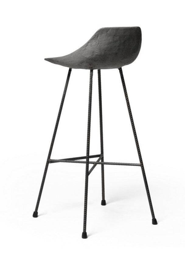 Hauteville 770 Barstool by Lyon Beton - Modern Concrete Bar Stool for Kitchen Island, Home Bar & Dining Room - Industrial Style Counter Height Stool with Metal Base