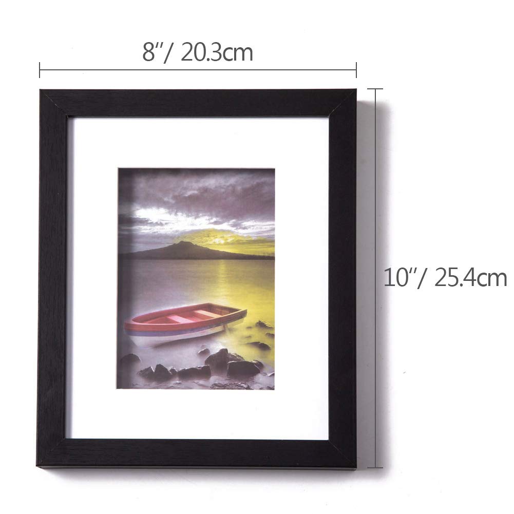 Muzilife 8x10 Shadow Box Frame - Wooden 3D Picture Frame with Glass Cover, Wall Mount or Tabletop Display Case with Mat - Perfect for Wedding Photos, Memorabilia, Artwork and Home Decor (Black)
