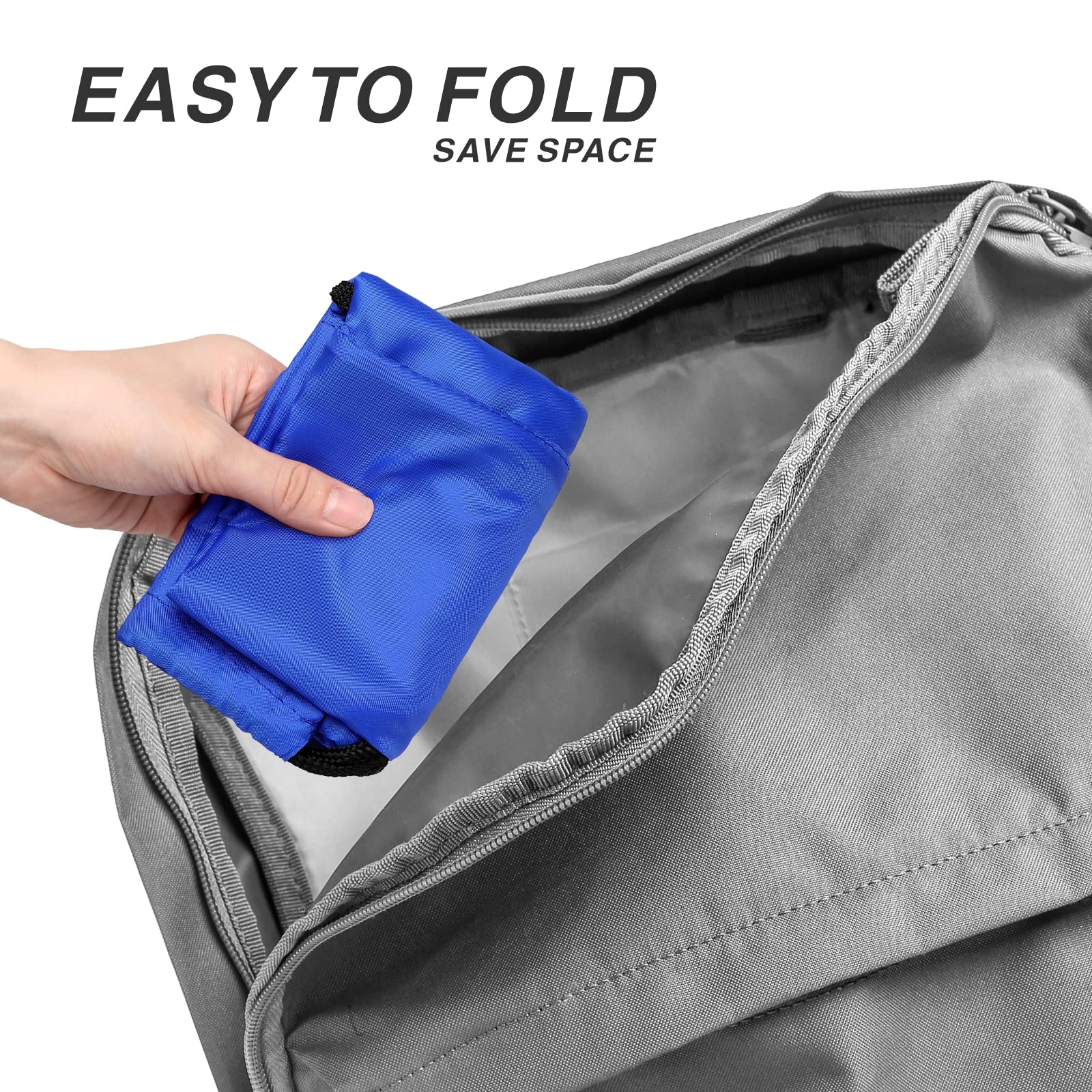 Foldable 210D Nylon Drawstring Backpack with Zipper Side Pocket - Lightweight Sports Gym Tote Bag for Men & Women - Perfect for Travel, Workout, School and Outdoor Activities