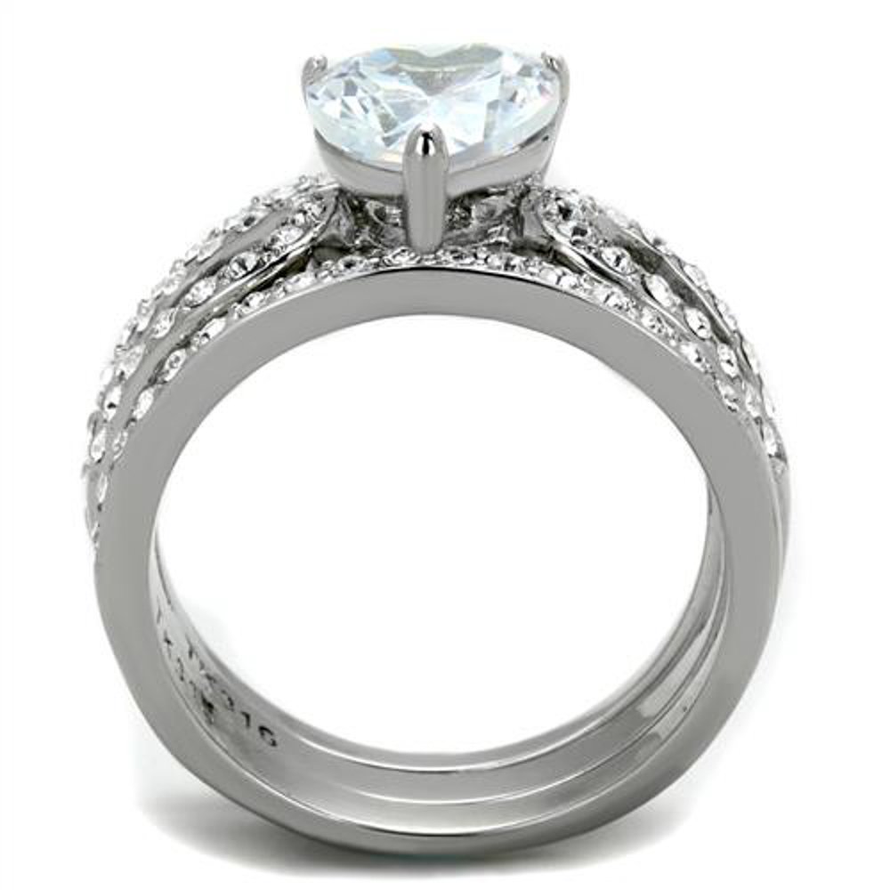 3.15ct Heart CZ Wedding Ring Set for Women Size 5-10 | Engagement & Bridal Jewelry