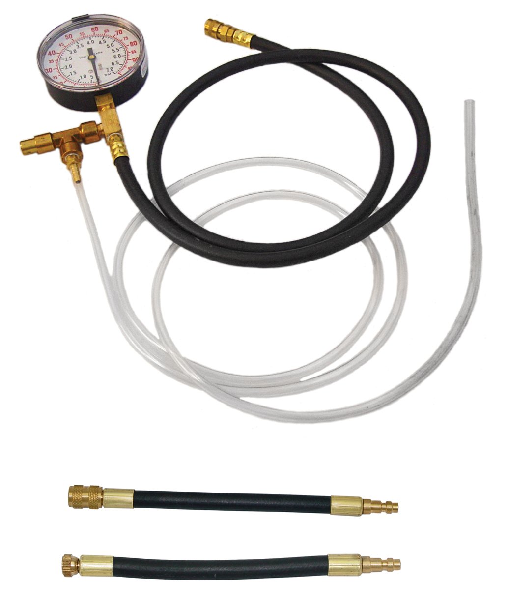 Lang Tools TU-469 Fuel Injection Pressure Tester Kit with Schrader Valve Adapters - Professional Automotive Diagnostic Tool for Fuel System Testing & Maintenance (Ideal for Mechanics, DIY Car Repair & Engine Performance Checks)