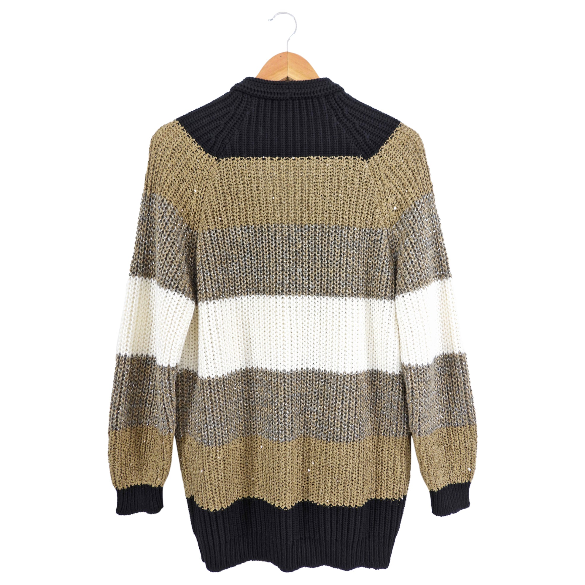 Brunello Cucinelli Men's Knit Cardigan Sweater - Black, Ivory, Brown - Premium Cashmere Blend for Business Casual & Lounge Wear - Size M