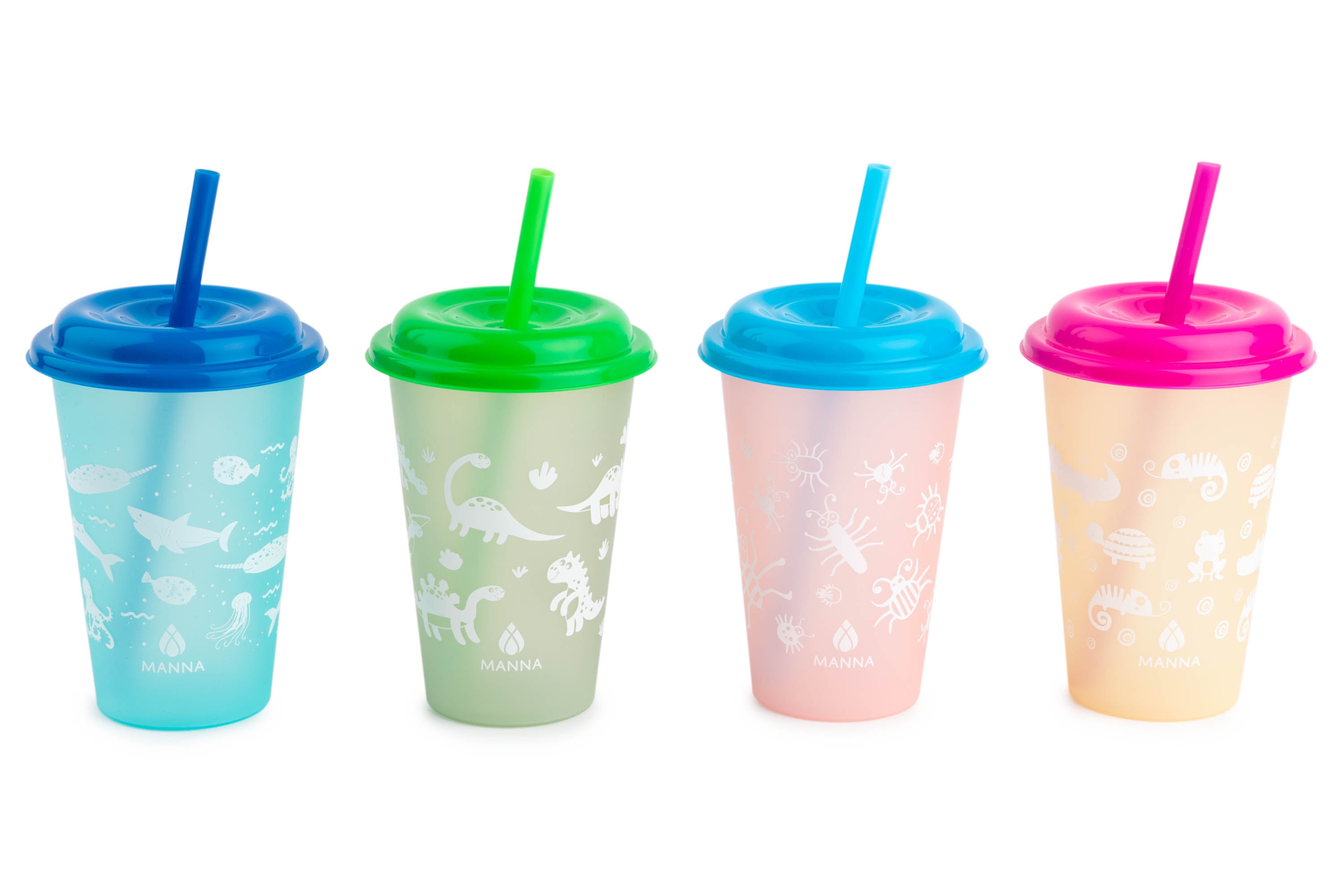 4-Piece Kids' Color Changing Animal Cups Set with Heat-Sensitive Designs - Fun Drinking Cups for Juice, Milk & Cold Beverages - Perfect for Birthday Parties, School Lunches & Family Gatherings