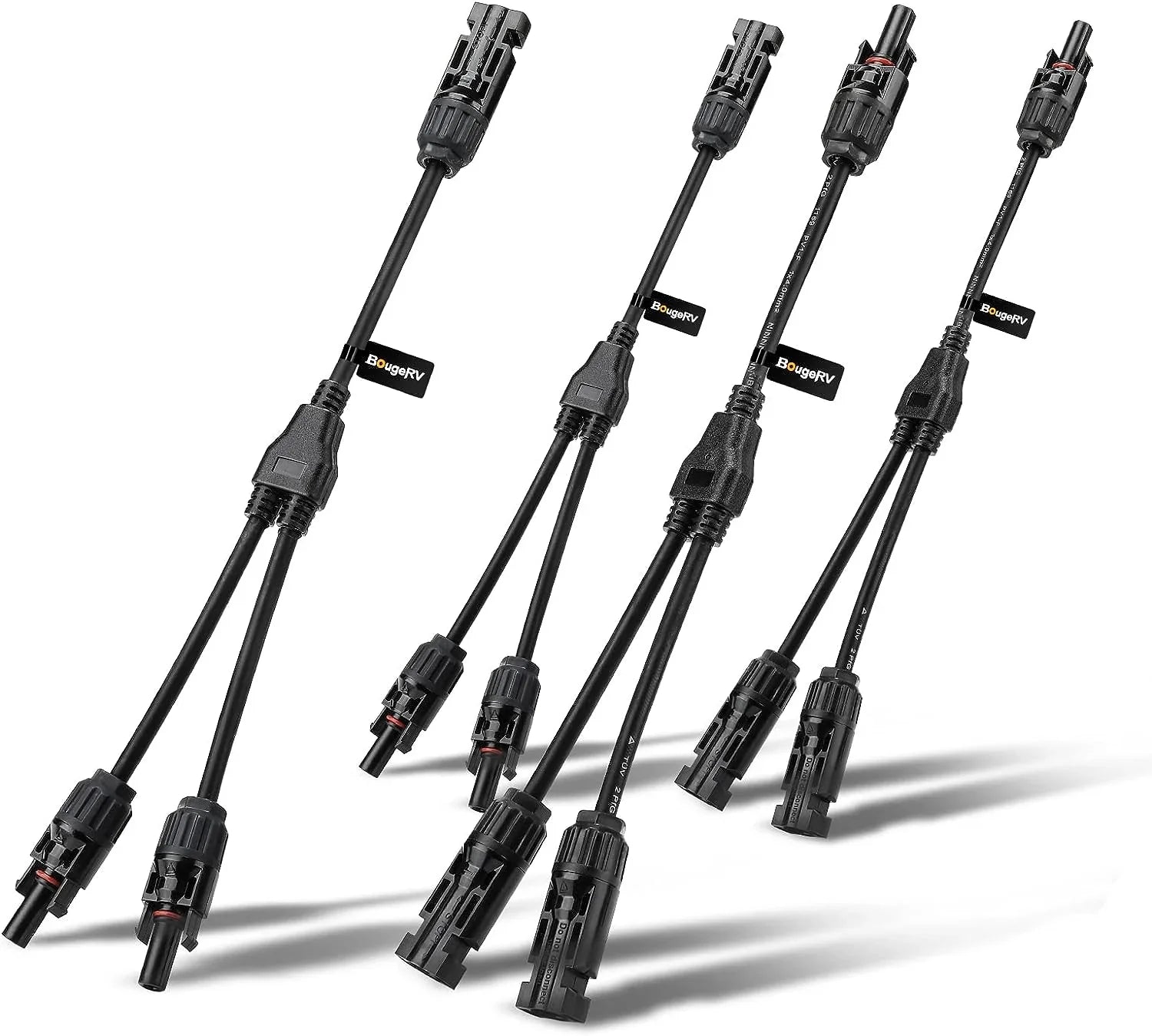 BougeRV Solar Connectors Y Branch Parallel Adapter Cable Wire - 10 AWG Solar Panel Extension Cable for RV, Boat, Off-Grid Power Systems | Weatherproof & Durable Solar Energy Connectors