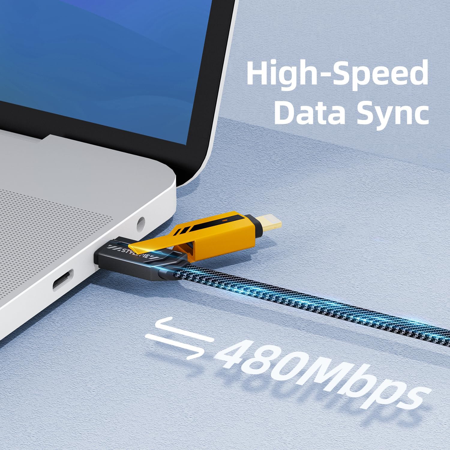 KP TECHNOLOGY 4-in-1 Fast Charging Cable (65W, 1.2M) - USB-C to USB-C/USB-C to Lightning/USB-A to Lightning/USB-A to USB-C - Compatible with iPhone 16/15/14/13/12/11 Pro Max/X/XS/XR, iPad, MacBook & Samsung - Perfect for Home, Office & Travel Charging