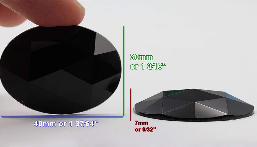 KraftGenius Allstarco 40x30mm Jet Black H101 Large Flat Back Oval Acrylic Rhinestones - 4 Pack for Cosplay Costumes, DIY Crafts, Jewelry Making & Nail Art Decorations | Perfect for Costume Accessories, Scrapbooking & Home Decor