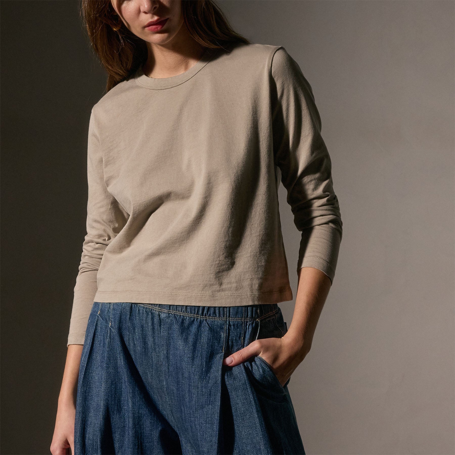 Soft Brushed Elevated Jersey Long Sleeve T-Shirt for Women - Comfortable & Stylish Casual Wear for Fall & Winter - Perfect for Layering, Office, and Everyday Outfits