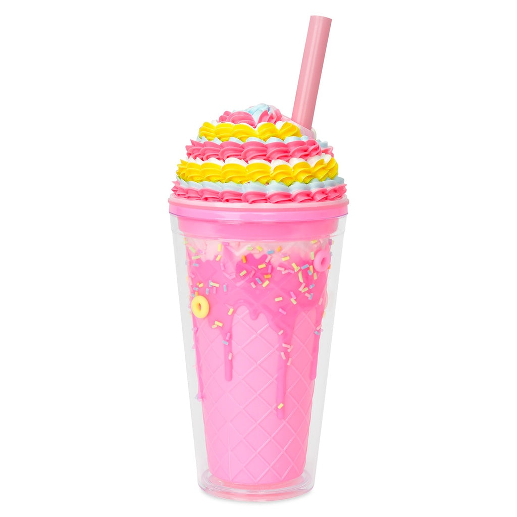 Premium Iscream Frosted Tumbler - 20oz Insulated Stainless Steel Cup with Lid & Straw - Keeps Drinks Cold for 24 Hours - Perfect for Iced Coffee, Smoothies, and Outdoor Activities