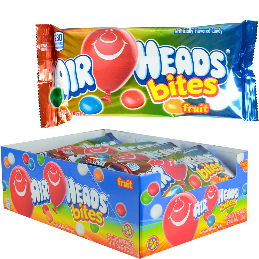 AirHeads® Bites Candy - 1.5oz Bite-Sized Chewy Fruit Flavors (36 Count Display Box) - Perfect for Parties, Movie Nights & Office Snacks