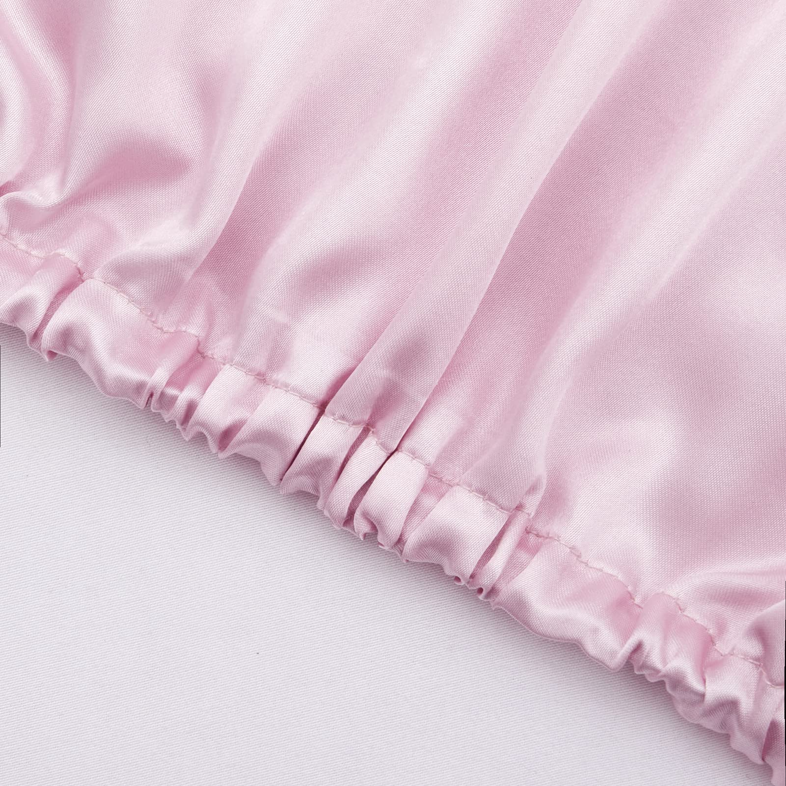 Silk Satin Queen Size Fitted Sheet - Deep Pocket Soft Breathable Wrinkle-Free Non-Fading Fully Elasticized Bottom Bed Sheet (Pink) - Perfect for Luxury Bedrooms, Guest Rooms & Hotels