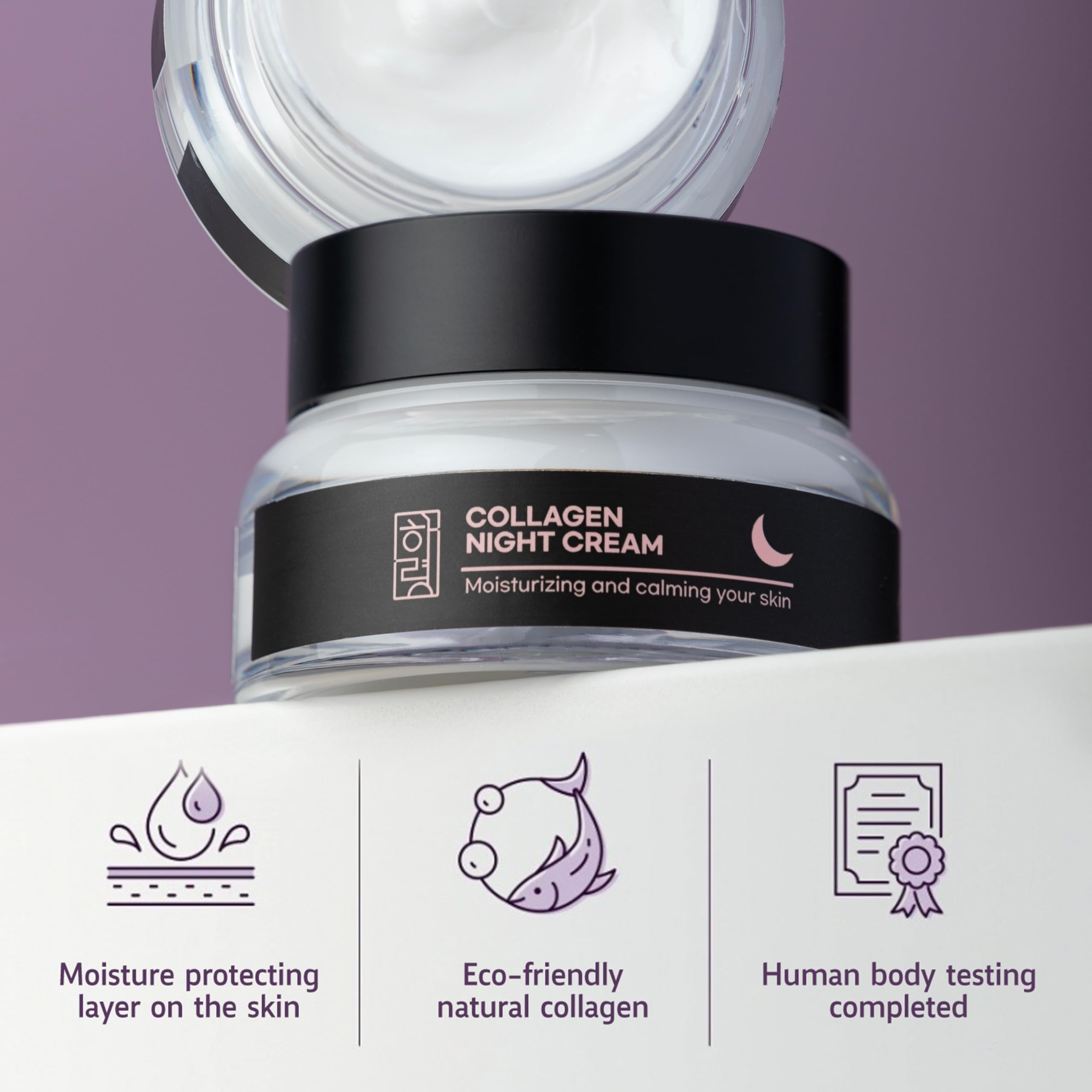 Haryeong Collagen Night Cream for Face - Anti-Aging, Moisturizing & Firming - Best for Dry Skin, Wrinkles & Fine Lines - Perfect for Nighttime Skincare Routine