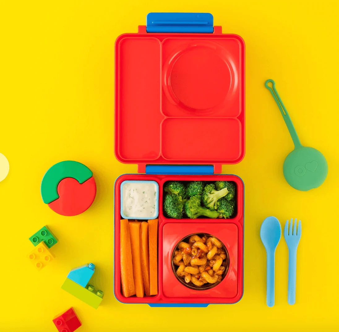 OmieBox V2 Bento Lunch Box for Kids - Leak Proof & Insulated - Scooter Red Design - Perfect for School, Picnics & Travel
