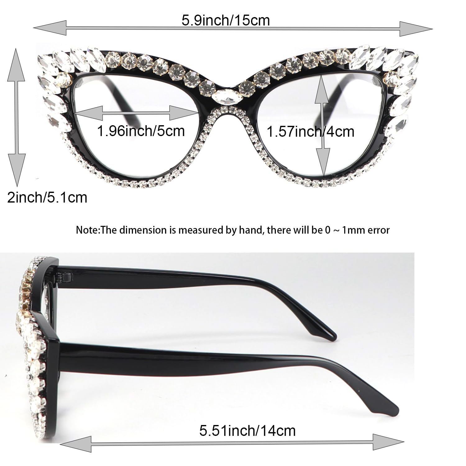 Blue Light Blocking Cat Eye Reading Glasses for Women - Stylish Rhinestone Computer Glasses with UV Protection | Perfect for Office Work, Screen Time & Fashion Accessories