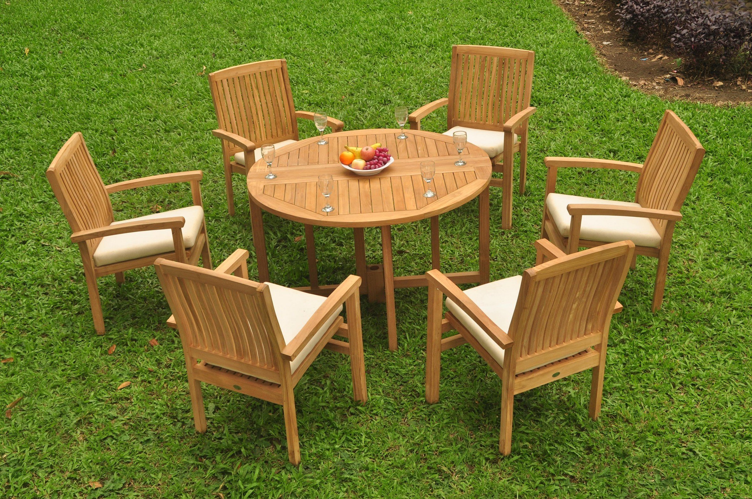 Premium 6-Piece Teak Wood Dining Set - 48