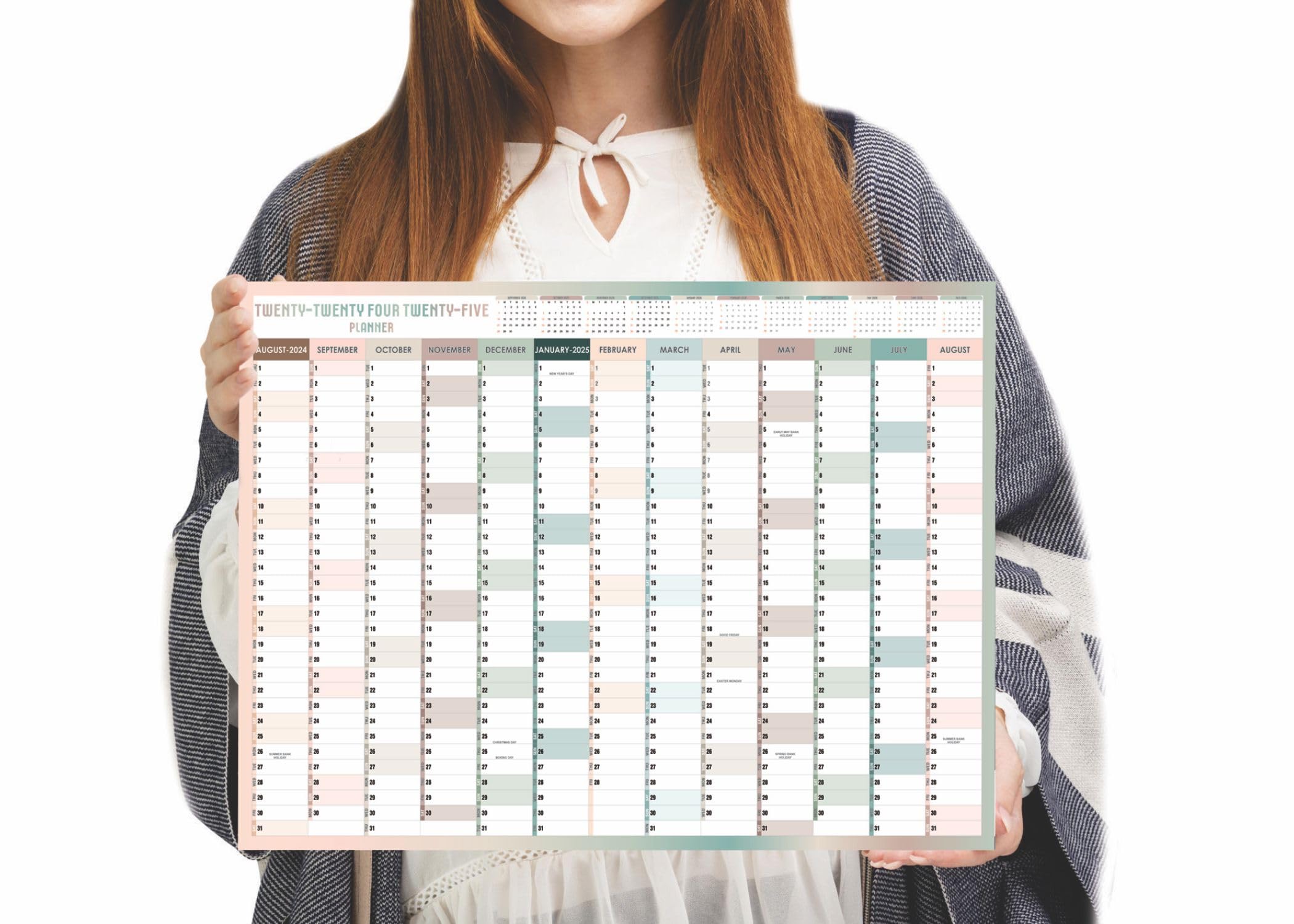 2024-2025 A3 Wall Planner - Academic Year Calendar from August to August | Large Yearly Study Organizer for School, Office & Home | 29.7 x 42 cm Foldable Poster | Perfect for Classroom Scheduling, Student Planning & Work Task Management