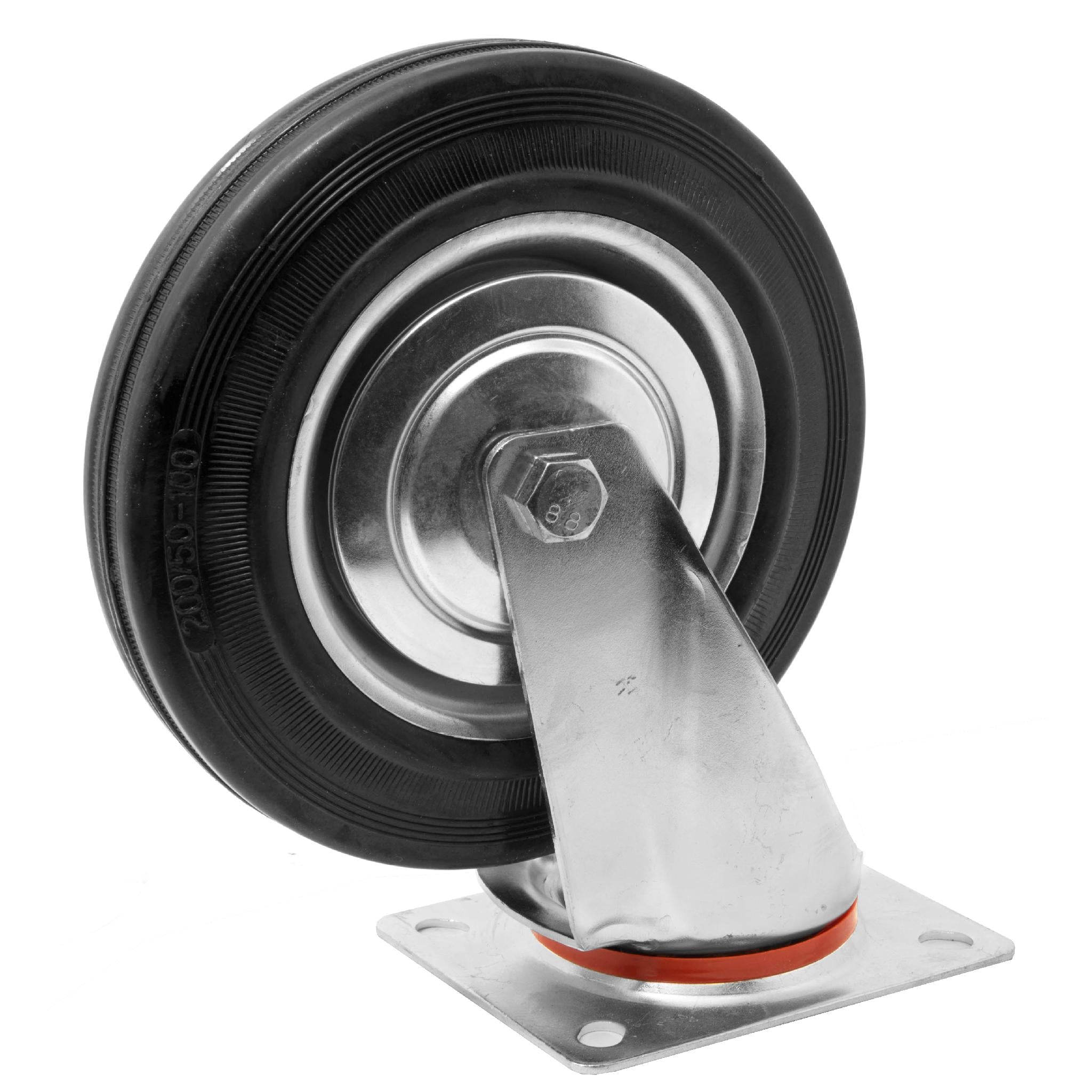 WEN CA5448W 8-Inch Heavy Duty Swivel Caster Wheels with Roller Bearings - 440 lb Capacity Rubber Plate Casters for Industrial Equipment, Furniture, and Workshop Use