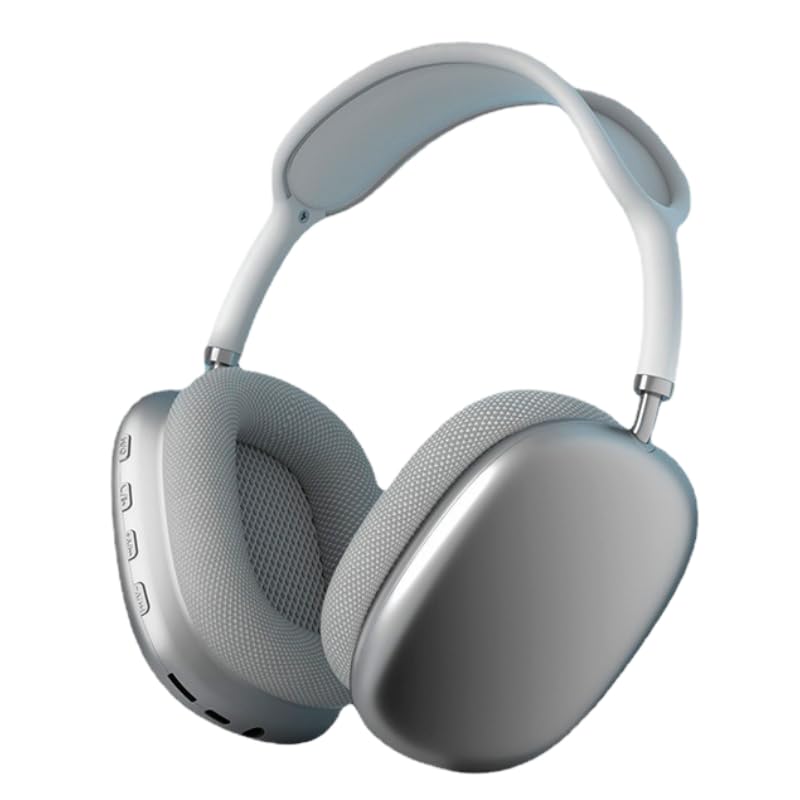 Wireless Bluetooth Headset with Retractable Metal Arm - Noise Isolating Breathable Earmuffs for iPhone & Android (White) - Perfect for Office, Travel & Outdoor Activities
