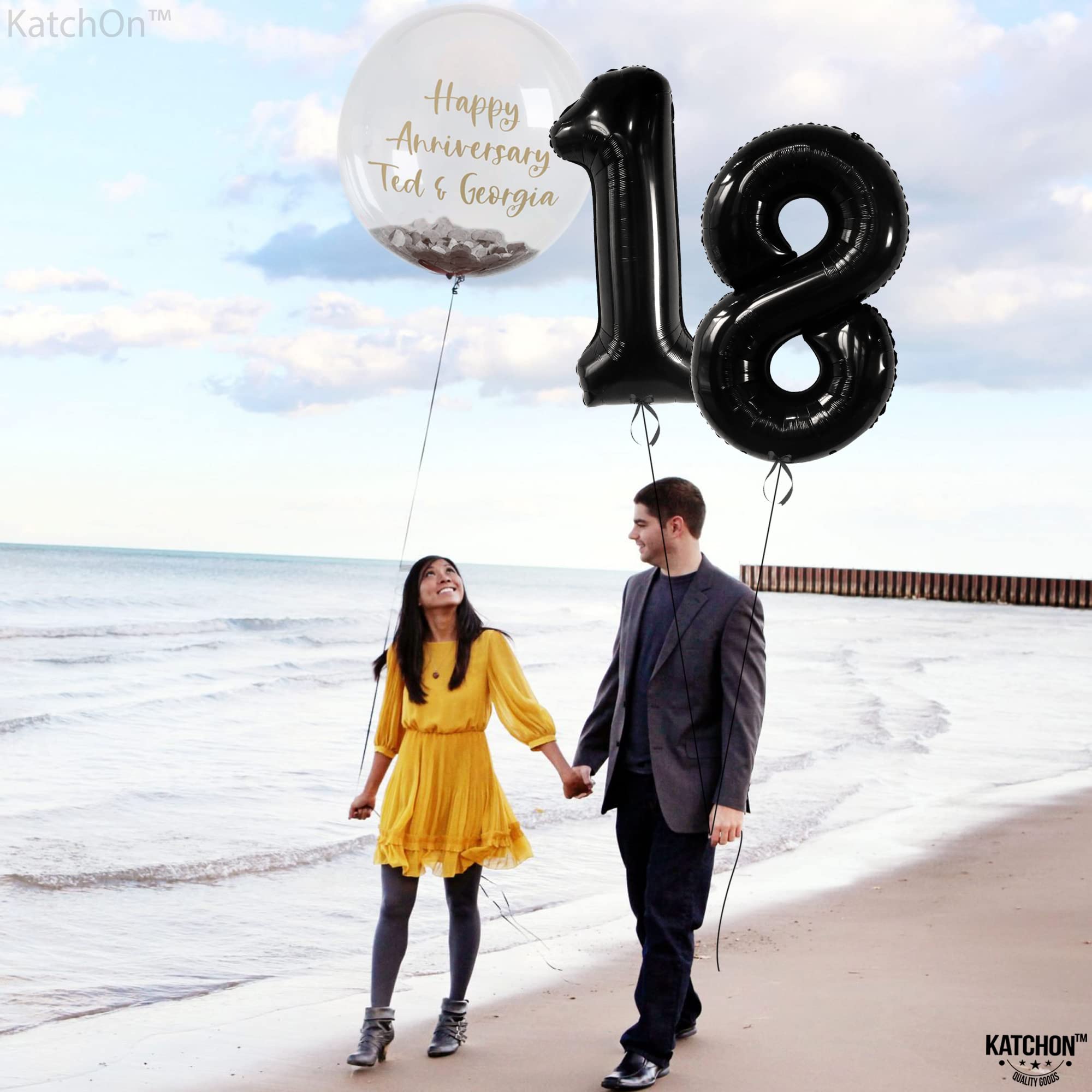 **KatchOn 40 Inch Giant Black 18 Balloon Numbers - Happy 18th Birthday Party Decorations for Boys & Girls - Perfect for Birthday Backdrops, Photo Booths & Milestone Celebrations**