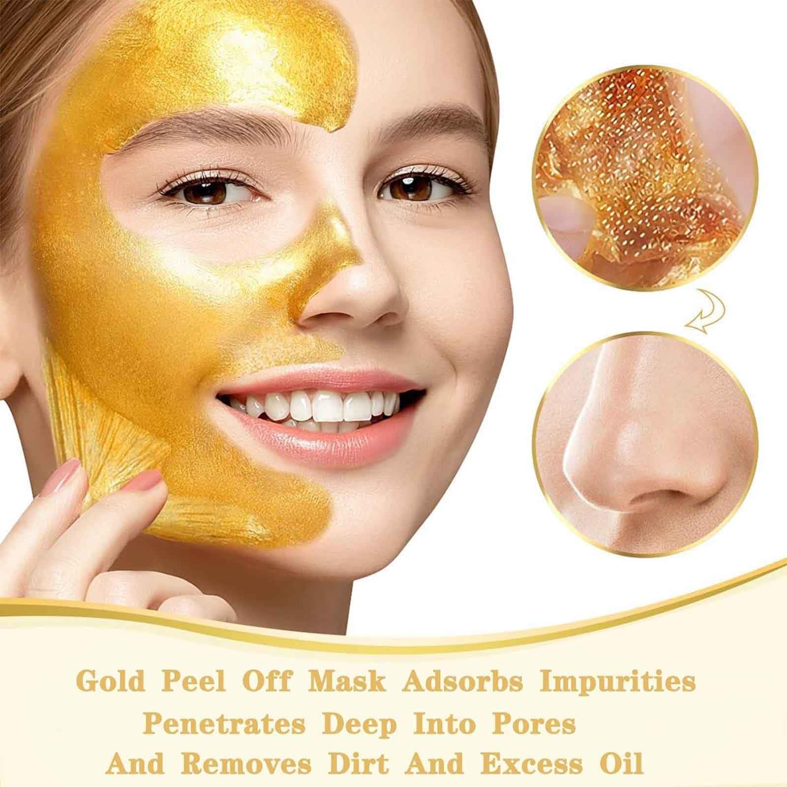 24K Gold Foil Peel Off Mask - Anti-Wrinkle & Exfoliating Facial Mask for Deep Cleansing | Blackhead Remover & Pore Minimizer | Perfect for Spa Night & Self-Care Routine