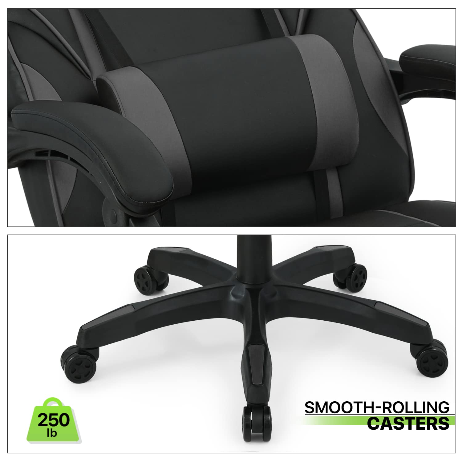 Premium Racing Style Gaming Chair - Ergonomic Adjustable Recliner with Lumbar Support & Retractable Footrest, 360° Swivel PU Leather Computer Chair for Home Office - Perfect for Esports, Streaming & Long Gaming Sessions (Grey)