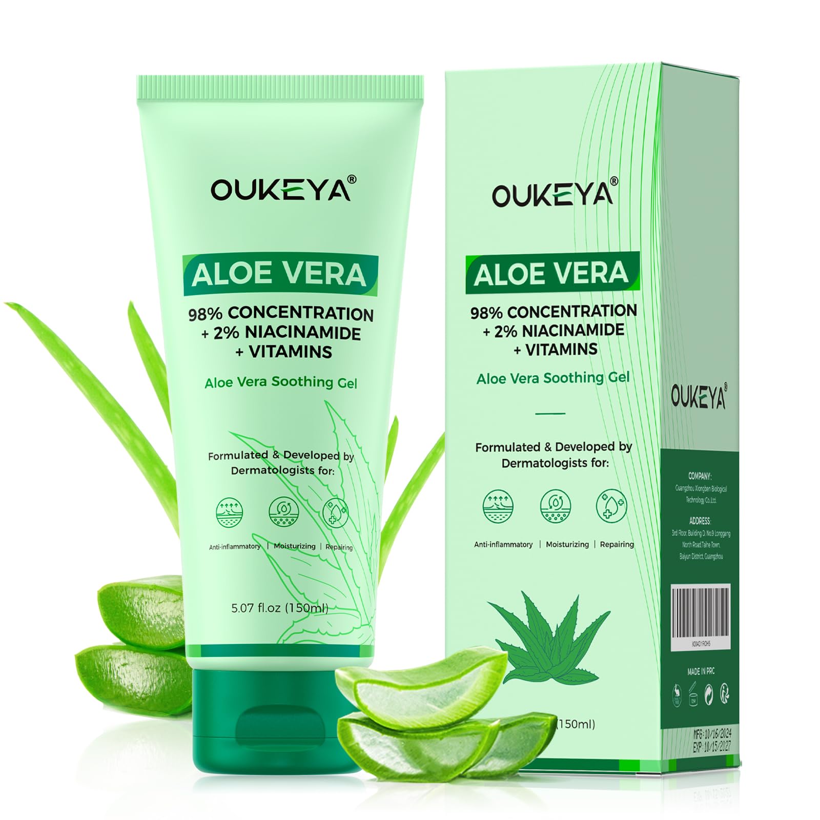 98% Pure Organic Aloe Vera Gel for Face & Body - Natural Hydrating Moisturizer for Sunburn Relief, Skincare & Hair Care - Soothes Razor Bumps & Scalp - 5.07 Fl Oz - Perfect for Post-Sun Care, Daily Hydration & Sensitive Skin Treatment