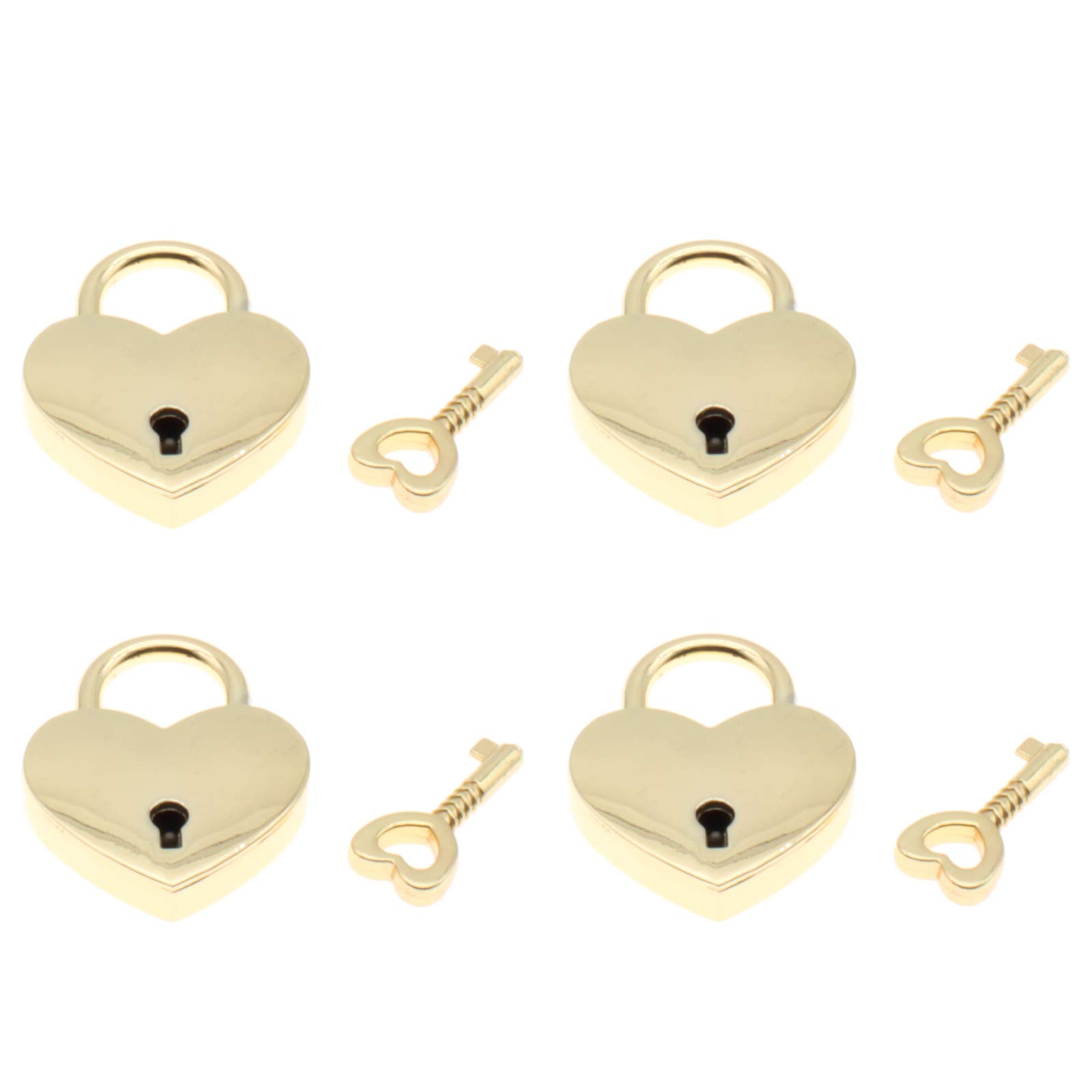 4 Pcs Antique Heart Shaped Padlocks - Vintage Style Mini Box Locks with Keys for Jewelry Boxes, Small Wooden Chests & Keepsake Storage (Gold) - Perfect for Wedding Favors, Gift Wrapping & Romantic Decorations