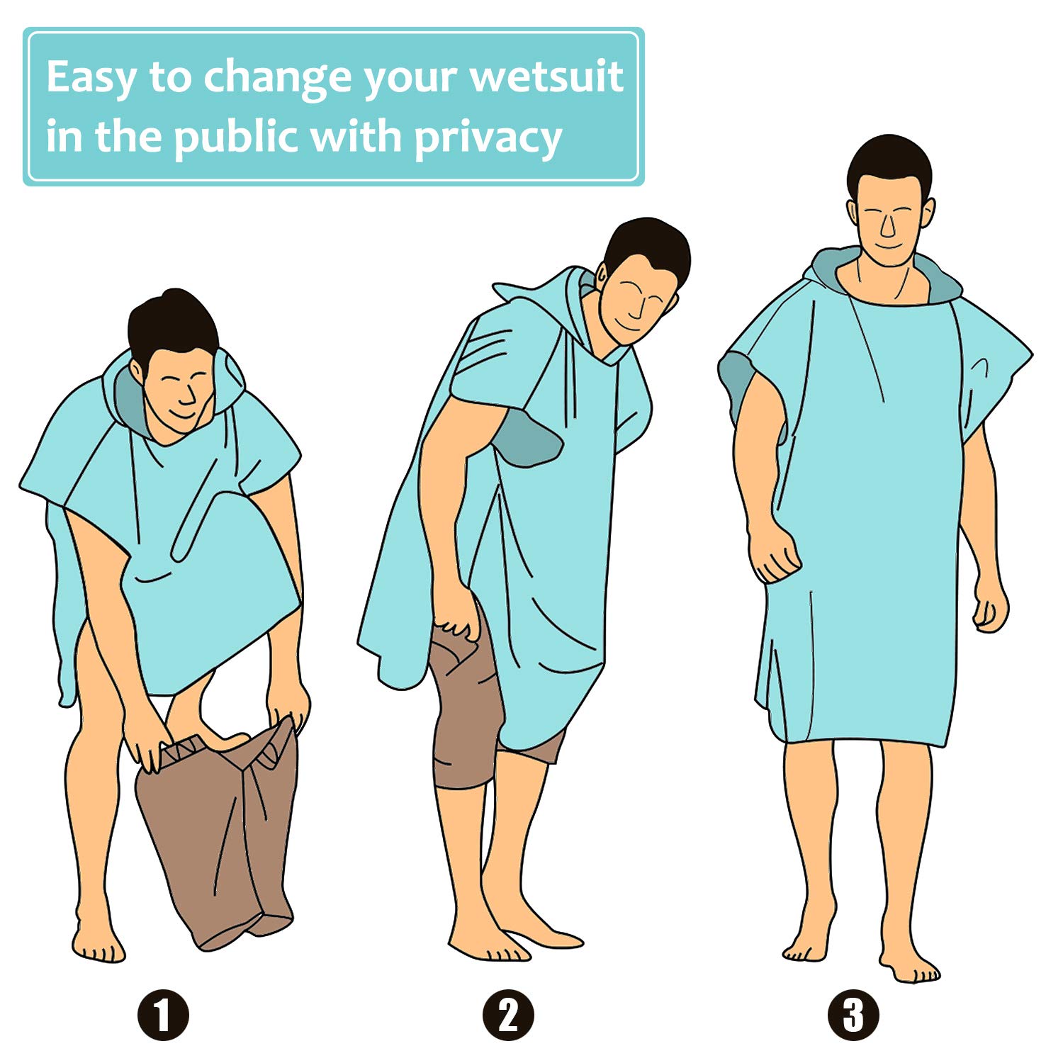 Quick Dry Microfiber Surf Poncho with Hood - Oversized Changing Towel & Wetsuit Robe for Surfing, Beach, Swim, Pool & Water Sports - Perfect for Post-Surf Changing, Beach Cover-Up & Outdoor Activities