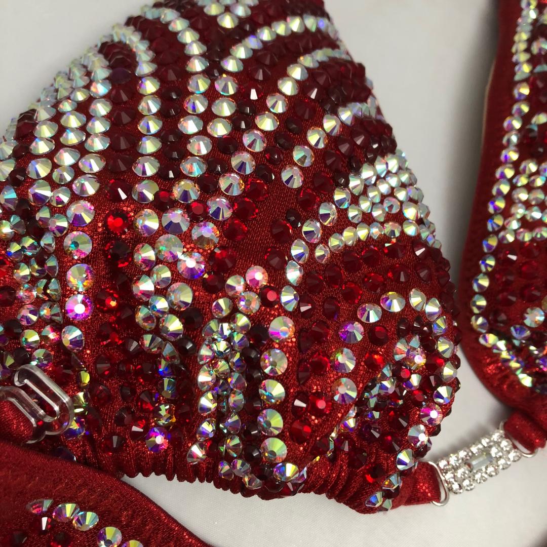 Vampire Red Bikini for NPC IFBB Physique & Figure Competitions - Sexy Competition Swimwear for Bodybuilding & Fitness Shows