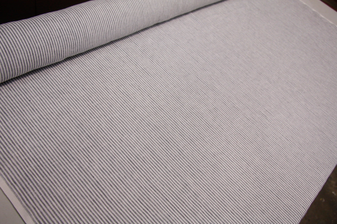 Premium Ash Stripe Washed Linen Fabric - Soft & Breathable Natural Material for Clothing, Dresses, Curtains & Home Decor