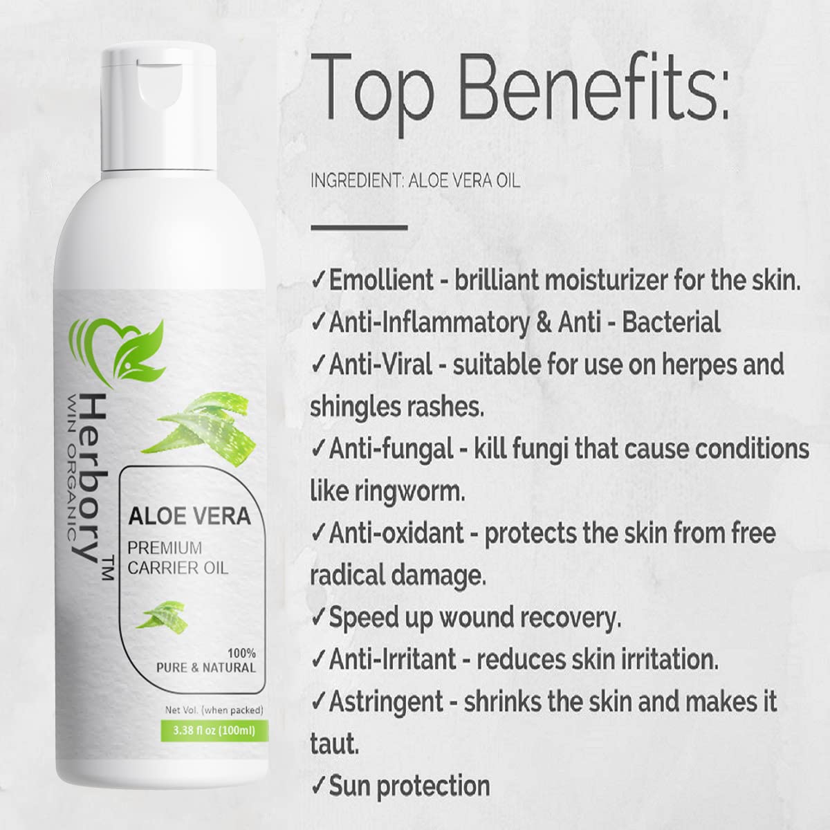 Herbory NS Aloe Vera Hair Oil for Dry Scalp & Hair Growth - Soothing Scalp Treatment with Nourishing Ingredients for Weak, Dull Hair - 50ml - Perfect for Daily Hair Care & Scalp Massage at Home