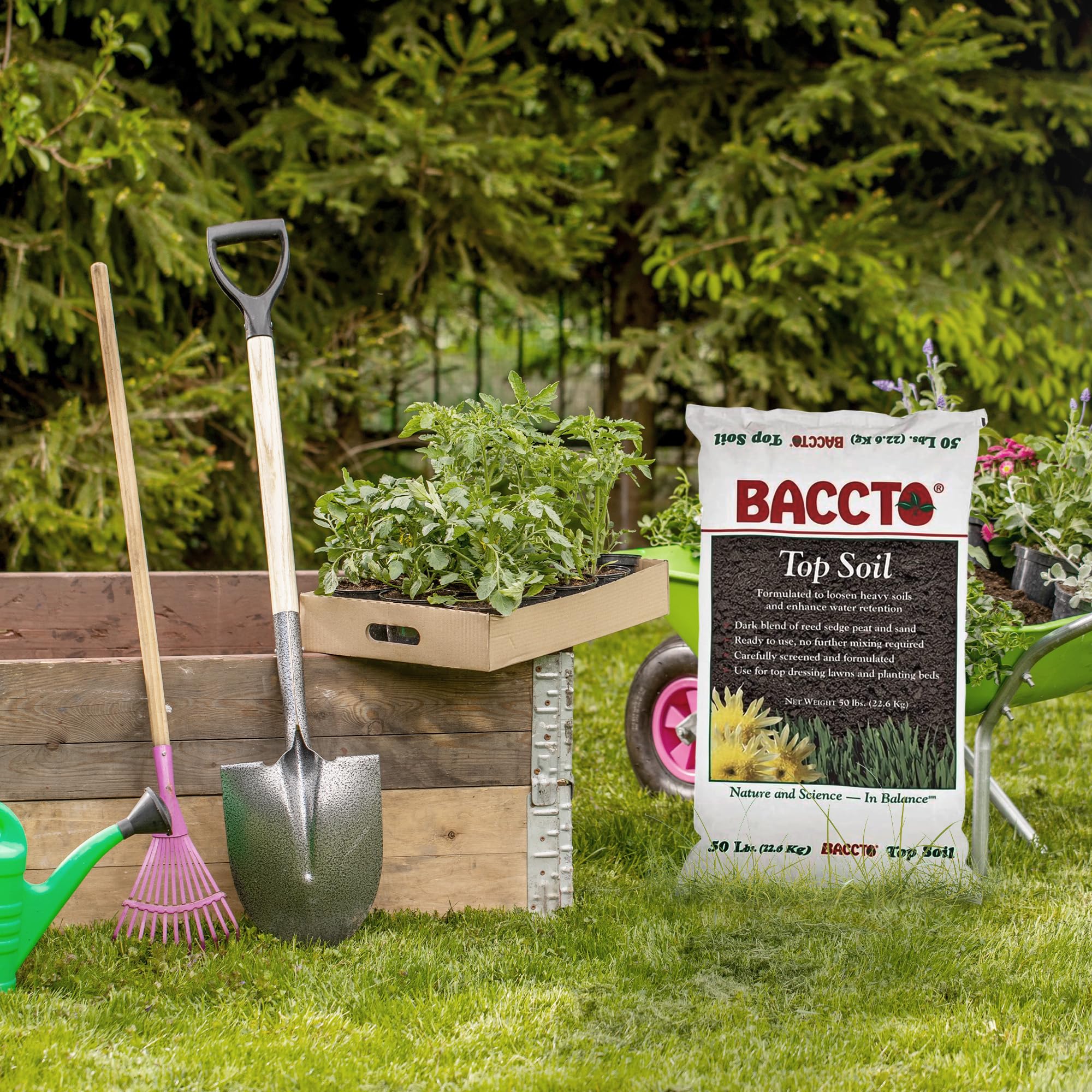 Premium 1550P Baccto Topsoil - 50lb (10 Pack) for Lawns, Gardens & Raised Beds | Reed Sedge, Peat & Sand Mix | Ideal for Landscaping, Vegetable Planting & Flower Beds