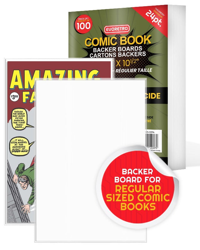 Evoretro Comic Book Backer Boards - Acid-Free Cardboard Backing for Comic Book Storage & Protection (100-Pack) - Perfect for Collectors, Grading & Long-Term Preservation