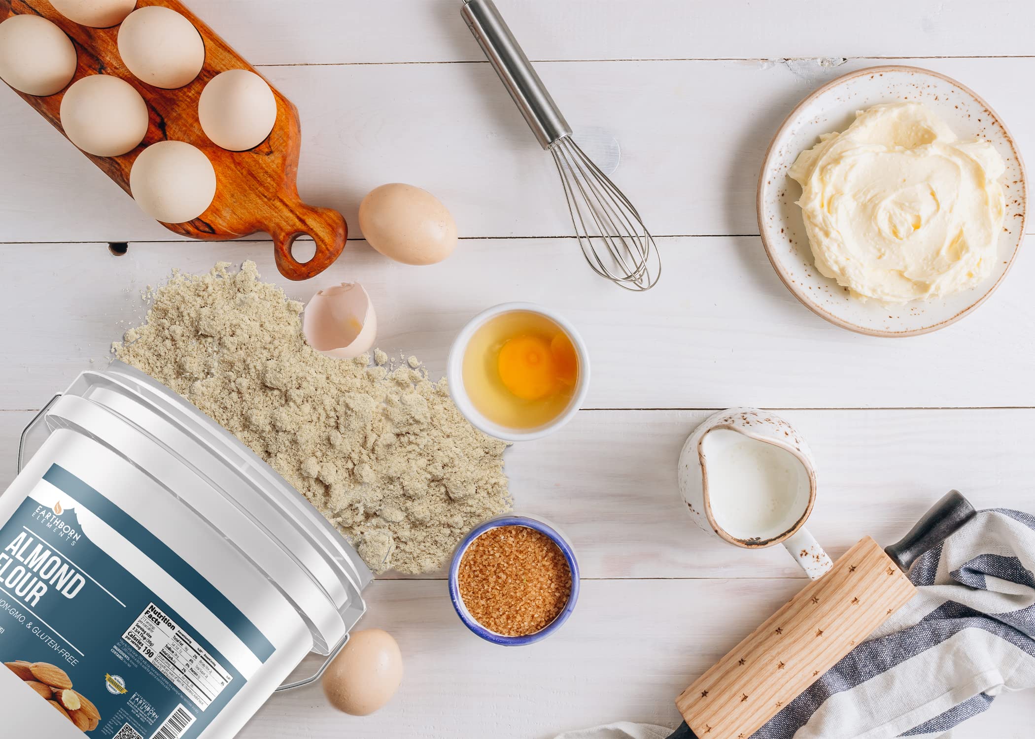 Earthborn Elements Almond Flour 3.5 Gallon Bucket - Extra Fine Powder, Non-GMO, Gluten-Free, Keto & Paleo Friendly - Grown in California - Perfect for Baking, Cooking & Healthy Recipes