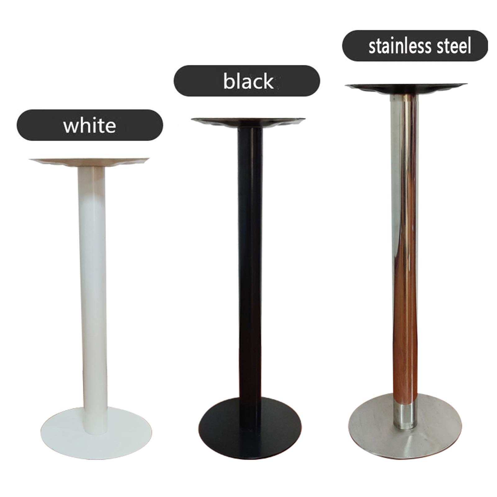 Heavy Duty Single Column Desk Leg - Black Metal Thickened Round Tube Bracket (50cm/19.7in) for Kitchen Breakfast Bar, Coffee Table, Workbench & Counter Support - Perfect for Home Office, Restaurant & Commercial Furniture