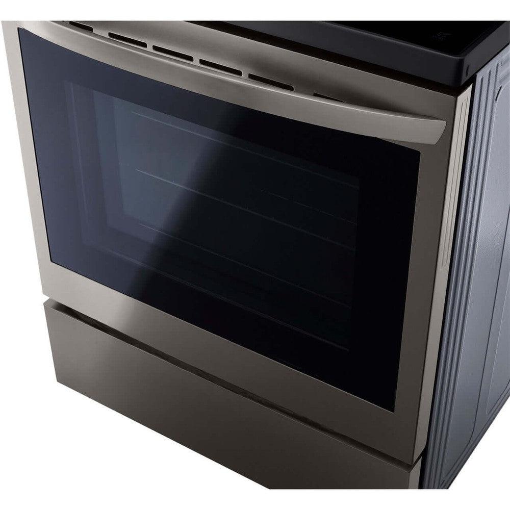 LG 30 Inch 6.3 Cu. Ft. Smart Electric Range with InstaView & AirFry Technology - Black Stainless Steel (LREL6325D) | Perfect for Modern Kitchens, Baking, Air Frying & Family Cooking