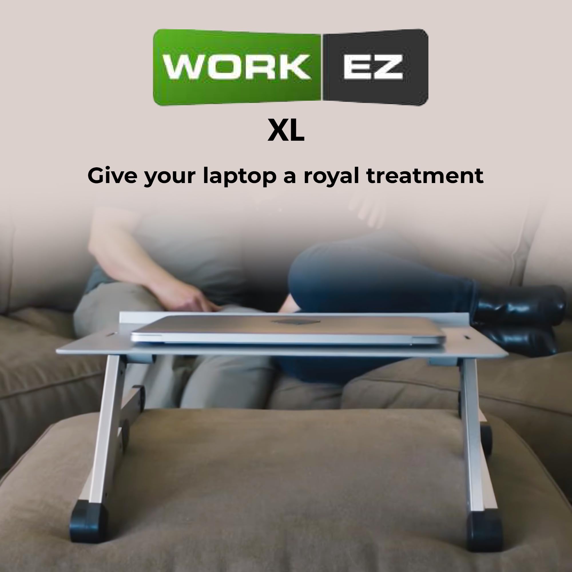 Uncaged Ergonomics Workez Adjustable Laptop Stand for Desk - Foldable Aluminum Laptop Riser with Height Adjustment & Cooling Function for Home Office, Bed, or Travel (XL-Gray) | Perfect for Working, Studying, or Watching Movies