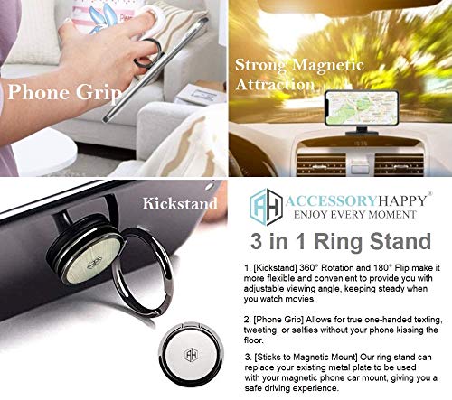 Metal Phone Ring Grip Stand Holder - Magnetic Kickstand for iPhone & Android, Black | Secure Grip, Hands-Free Viewing, Perfect for Travel, Workouts, and Video Calls