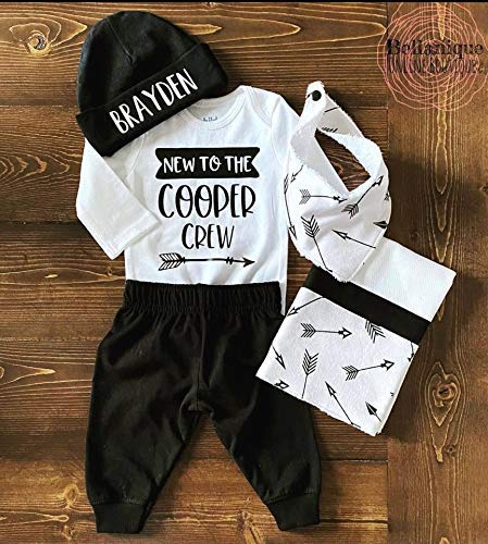 Adorable Baby Boy 'New to the Crew' Coming Home Outfit - Soft Cotton Newborn Hospital Going Home Set for Baby Shower Gifts & First Photo Shoot