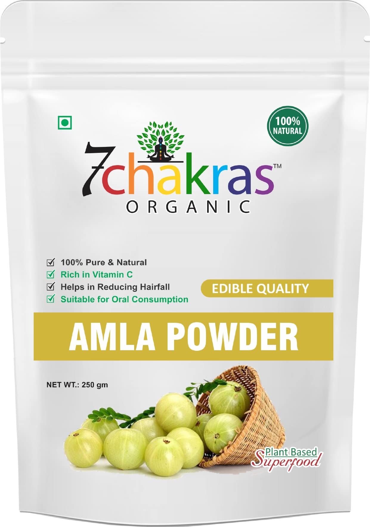 Organic Amla Powder for Hair Growth & Skin Care | 100% Pure Gooseberry Powder for Hair Nourishment, Repair & Healthy Eating | Natural Ayurvedic Superfood for Smoothies, Hair Masks & Wellness (250g)