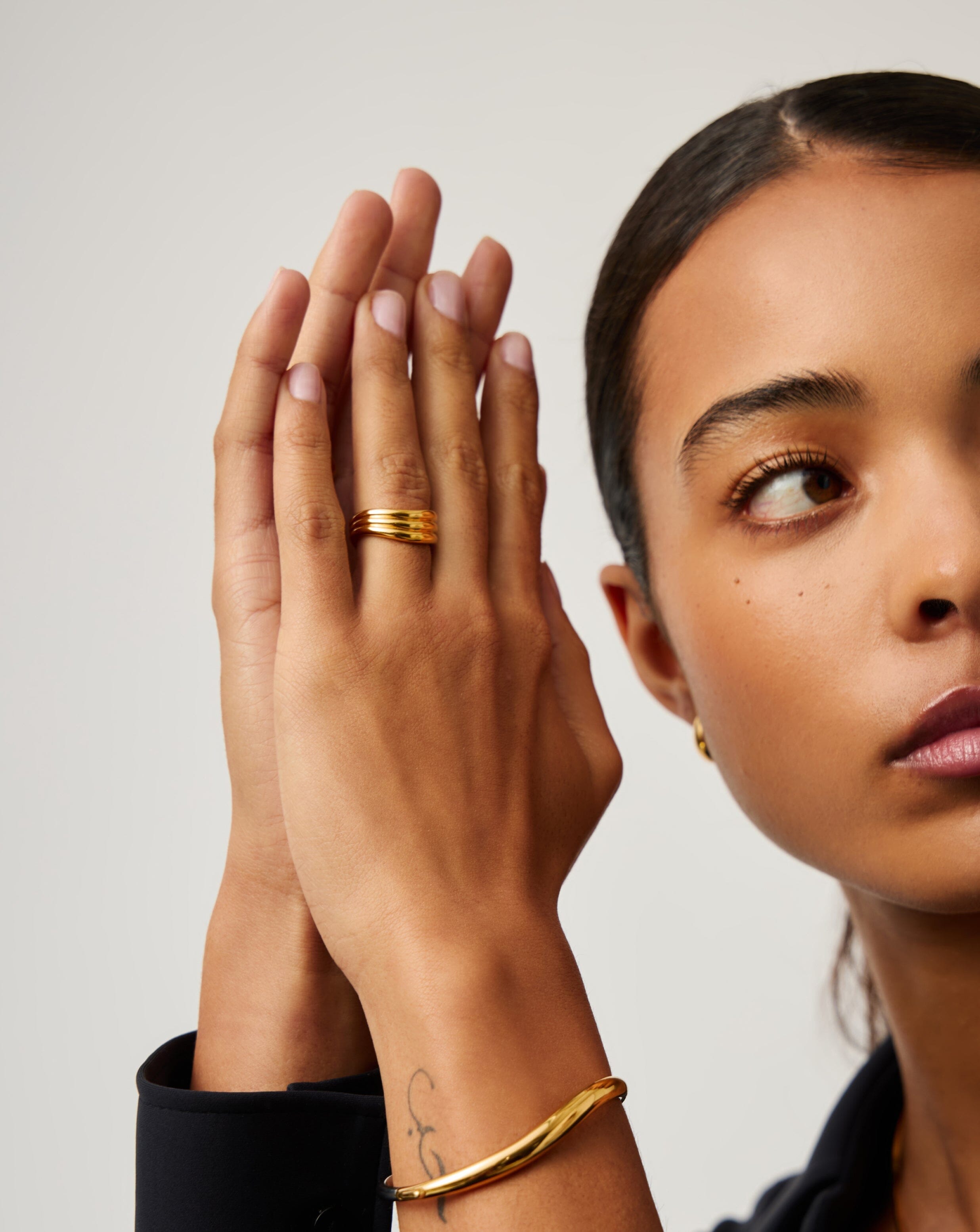 Savi Signature Triple Ring - 18k Gold Plated Women's Stackable Rings Set, Elegant Dainty Jewelry for Everyday Wear, Gift for Her, Anniversary, Birthday, Valentine's Day