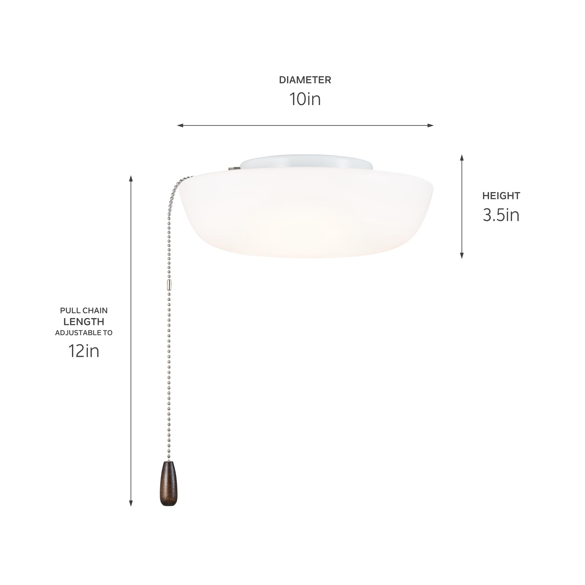 KICHLER 10 Inch Universal LED Fan Light Kit - White Finish, Energy Efficient Ceiling Fan Light for Bedroom, Living Room & Kitchen