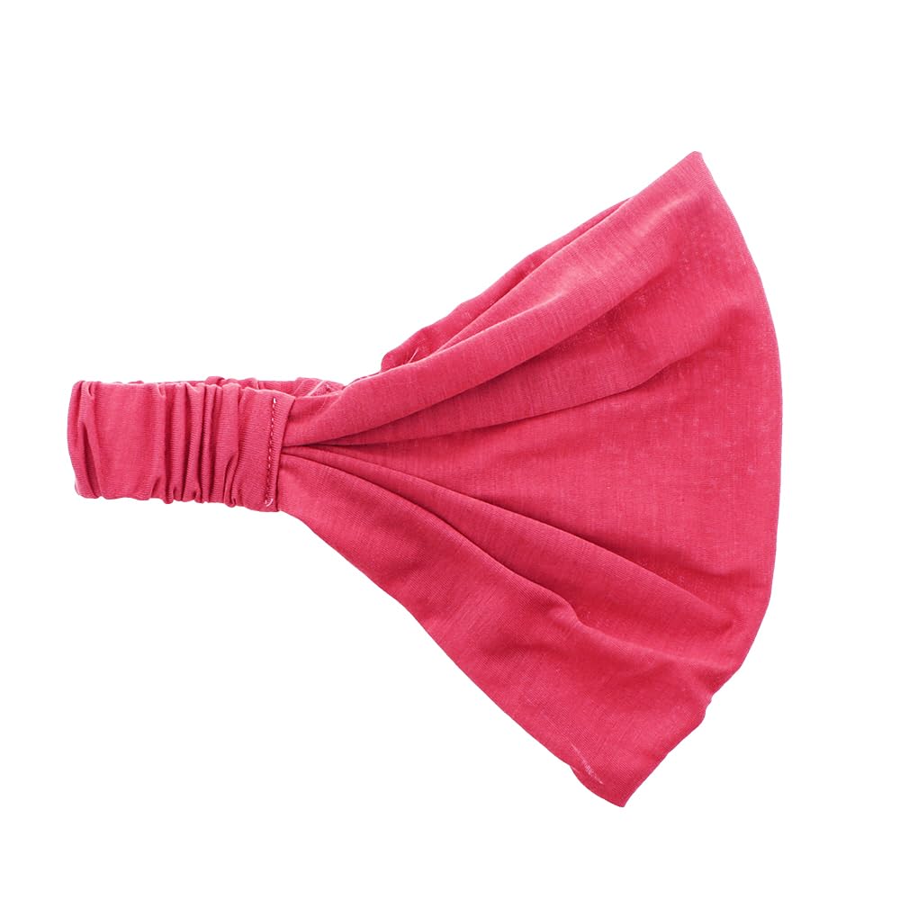 Motique Women's Soft Wide Cotton Headband - Hot Pink Boho Yoga Hair Accessory for Workouts, Running, and Everyday Style