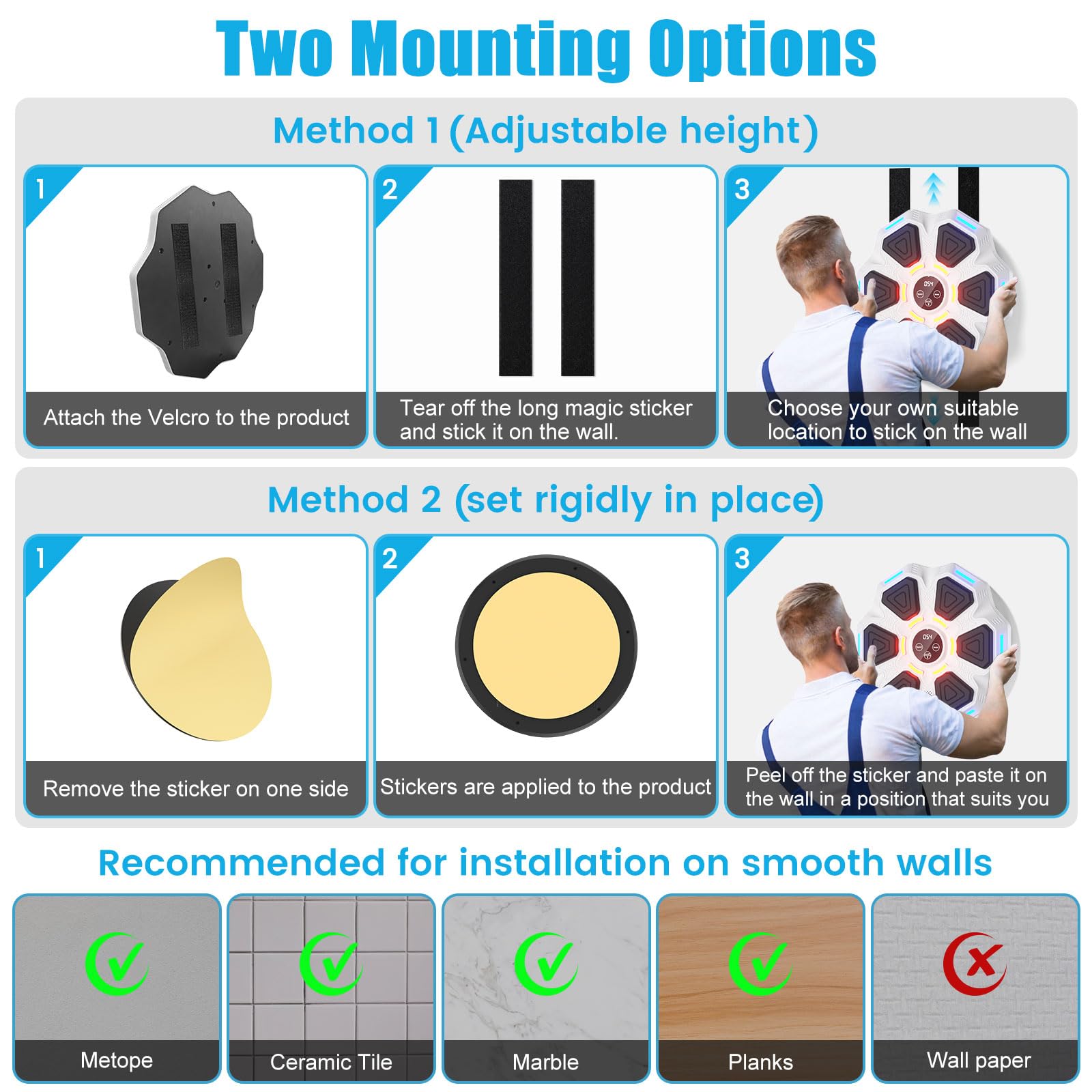 Music Boxing Machine with Gloves - Interactive Punching Bag for Adults, Kids & Women - Wall Mounted Boxing Pad with Musical Training Mode - Perfect for Home Gym, Stress Relief & Fitness Gifts