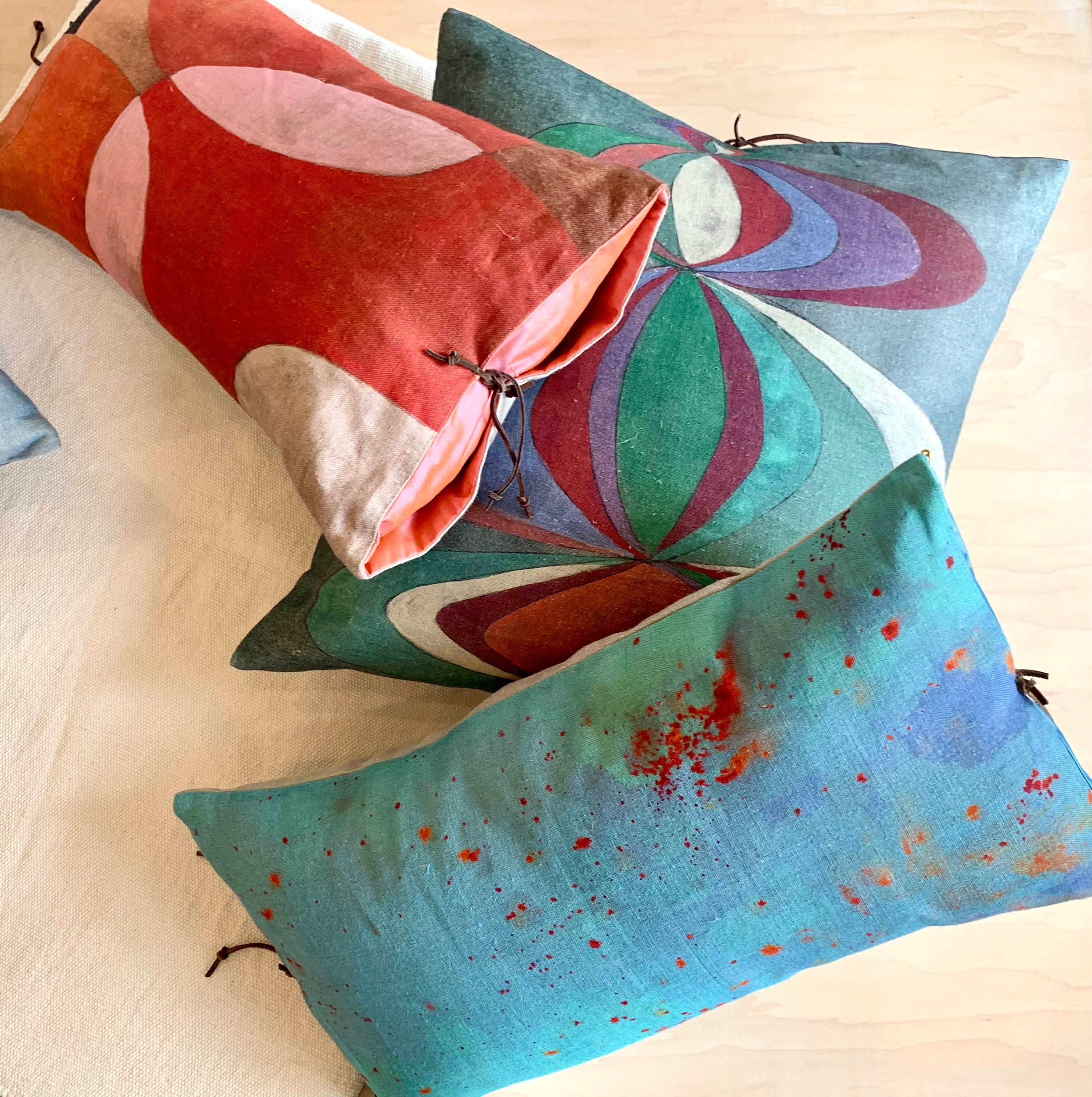 Printed Linen Pillow Covers 12x22 Inches - Red Floral Bohemian Decorative Throw Pillow Cases for Sofa, Bed, Couch - Home Decor & Living Room Accessories