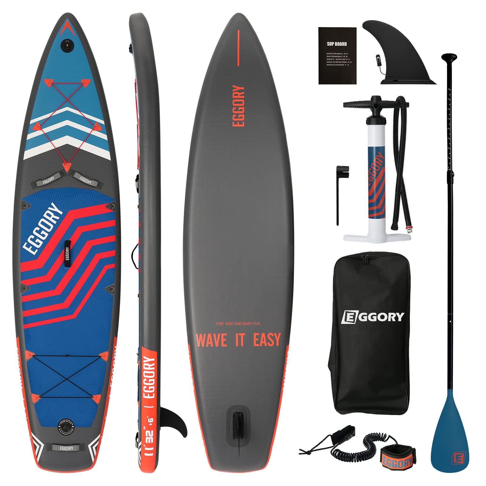 Premium Inflatable Stand Up Paddle Board SUP with Paddle, Pump & Carry Bag - 11' x 32