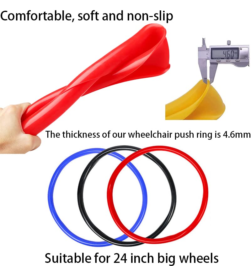 Non-Slip Silicone Wheelchair Push Rim Covers - 24 Inch Hand Grips for Rear Wheels (1 Pair, Pink) - Improve Grip & Comfort for Daily Mobility & Outdoor Activities