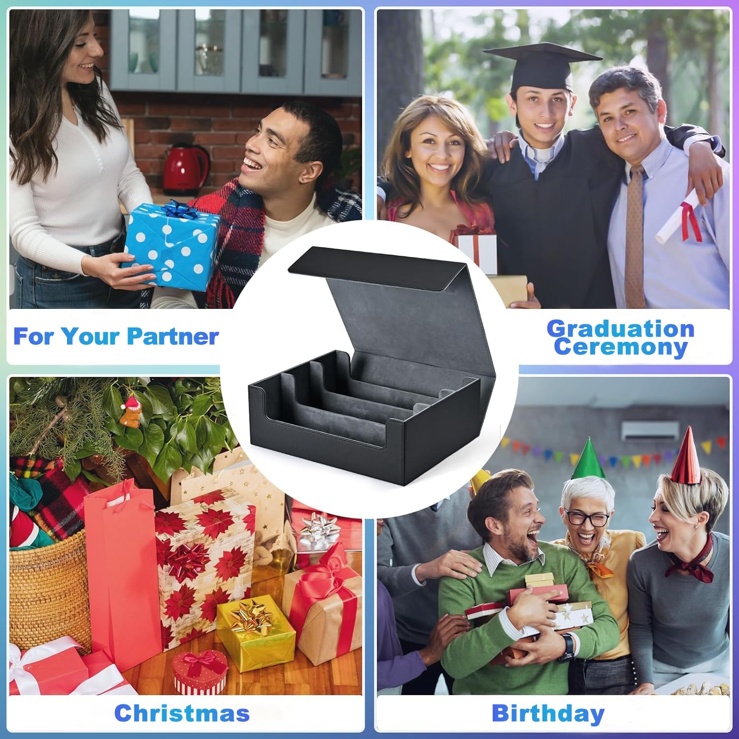 Premium PU Leather Trading Card Storage Box - Holds 1800+ Cards, Magnetic Closure Deck Case for Magic The Gathering, MTG, Pokemon & Yu-Gi-Oh - Perfect for Game Nights, Collectors & Travel (Black)