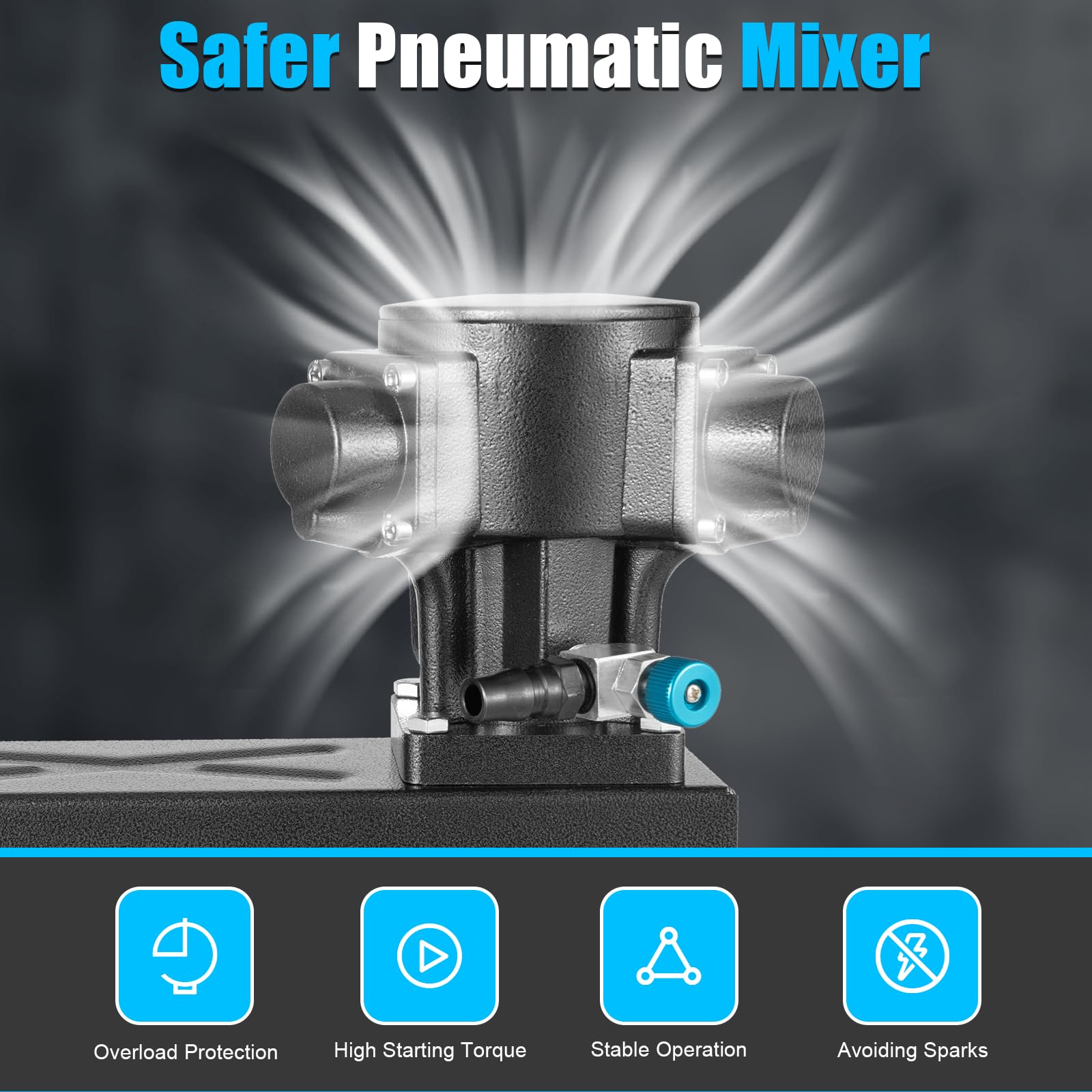 **5 Gallon Pneumatic Paint Mixer - 20L Manual Paint, Ink, Putty & Epoxy Mixing Tool for Drilling, Concrete, Food & Home Industry | Perfect for Paint Factories, DIY Projects & Industrial Use**