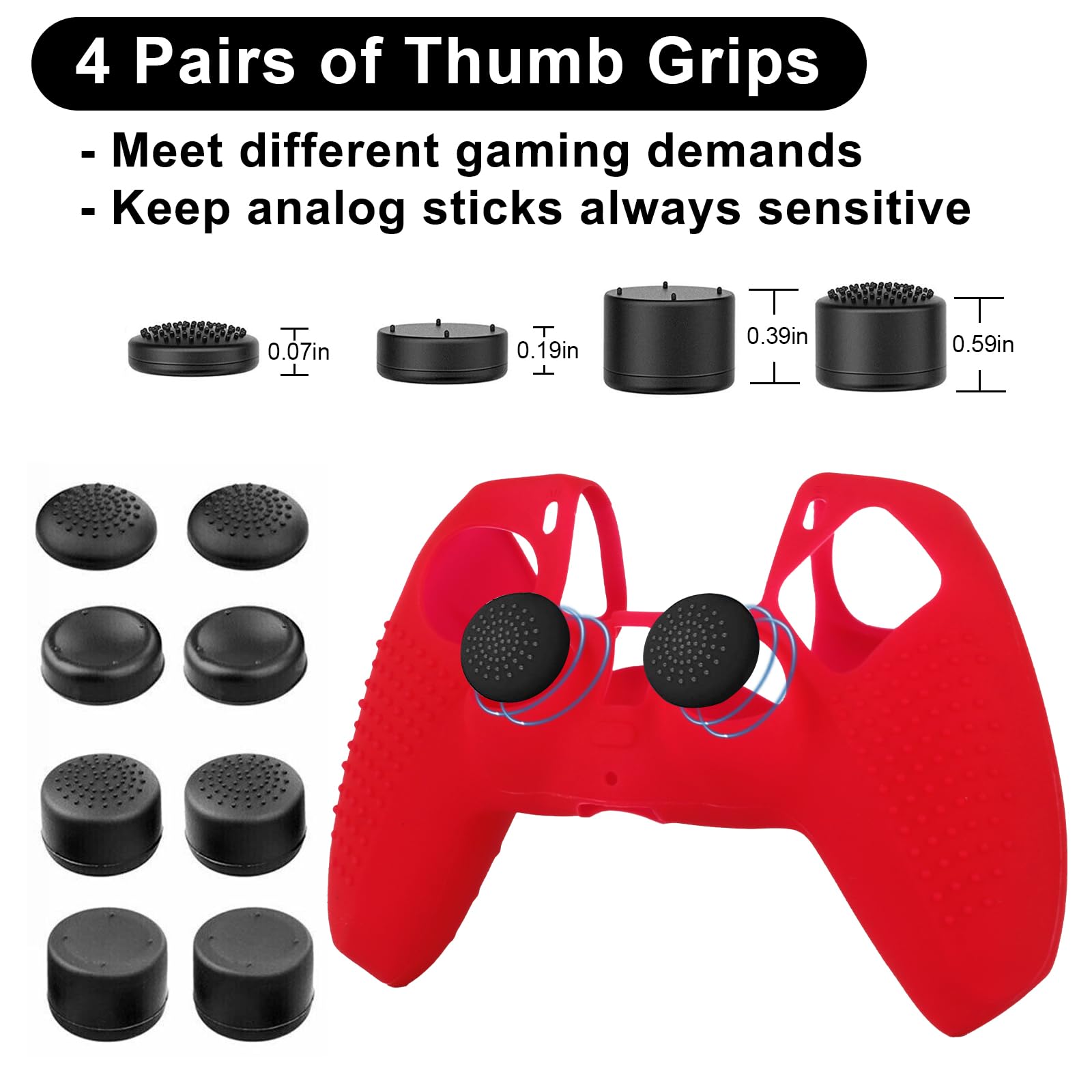 PS4 Controller Silicone Cover - 2 Pack Anti-Slip Skin with Thumb Grips for Gaming Comfort