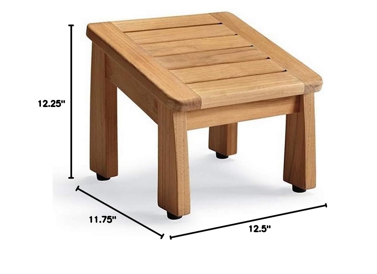 Premium Grade A Teak Wood Outdoor Shower Stool - Waterproof Garden & Patio Seat for Spa, Poolside, and Bathroom Use